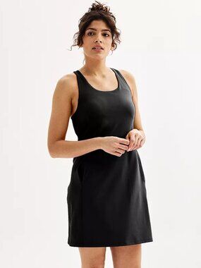 Tek Gear Ultrastretch Dress Built-In Bra Women's Small Black Sleeveless Crewneck